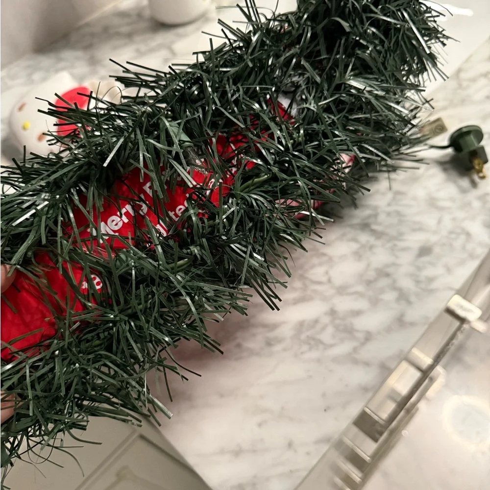 18Foot Clear Bulbs Lighted Green Garland